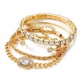 4Pcs/set Retro Bracelet for Women Girls Crystal Shiny Adjustable Opening Chain Bracelets Punk Bangle Charm Bracelets Jewelry Gift.