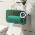 Wall Mount Bathroom Tissue Punch-Free Phone Rack Case Toilet Paper Holder Waterproof Shelf Black. 