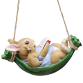 Swing Rabbit Garden Ornament Courtyard Outdoor Indoor Tree Hanging Resin Swing Decoration Pendant Balcony Animal Crafts Durable. 