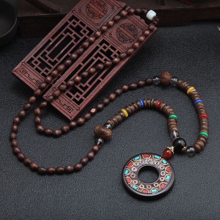 Handmade%20Vintage%20Ethnic%20Round%20Nepal%20Buddhist%20Mala%20Necklace%20Wood%20Beads%20Statement%20Pendants%20Necklace%20Women%20men%20Jewelry%20-%20Image%205