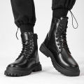 Chelsea Martin Boots Men's 2023 New Cargo Boots Non-slip Waterproof Cotton Boots Mid-Barrel British Leather Shoes Biker Boots Men. 