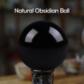 Migeet 40mm Natural Black Obsidian Crystal Ball Healing Stone Home Office Ornament Holiday Gift. 