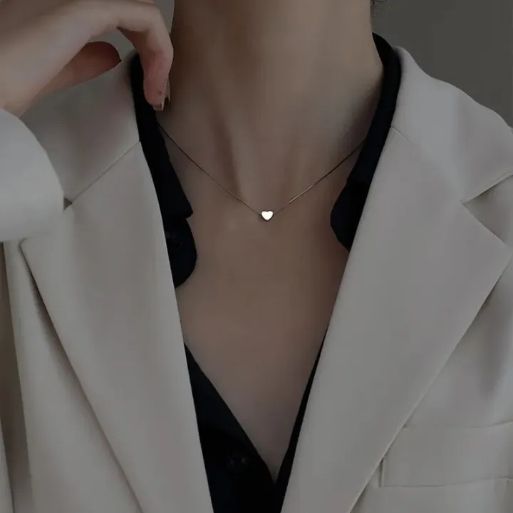 925%20Sterling%20Silver%20Heart-shaped%20Necklace%20Female%20Clavicle%20Chain%20Shiny%20Star%20Pendant%20Simple%20Fashion%20Jewelry%20Party%20Birthday%20Gift%20-%20Image%204
