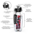 1000ml/32oz Fruit Infusing Infuser Water Bottle Plastic Sports Detox Health black ,BPA-Free Fruit Infusion Sports Bottle. 