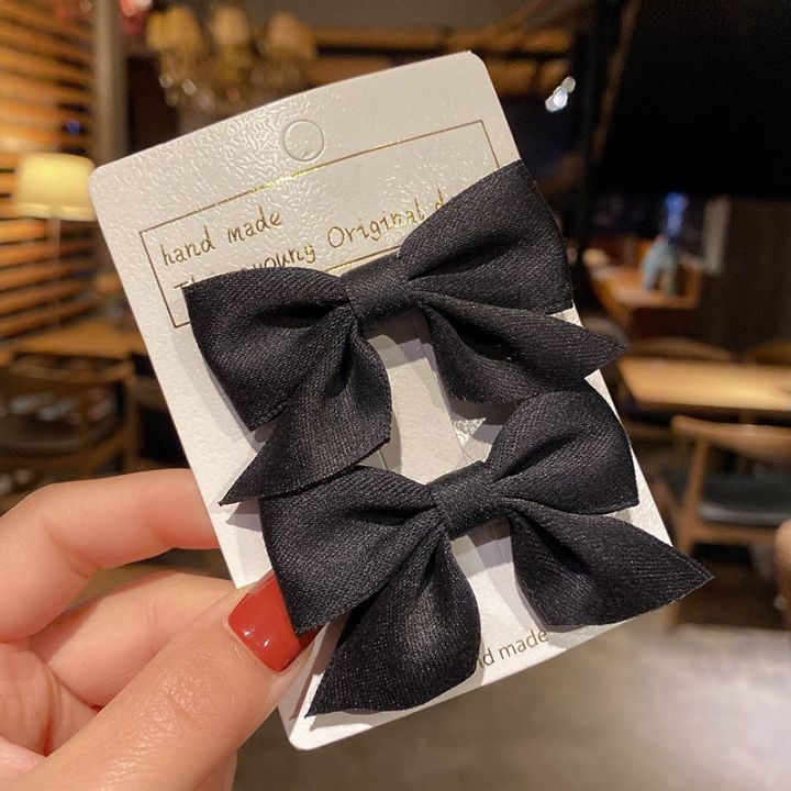 【The road to happiness Store】2Pcs/Set Little Girl Hair Clips Cute Bows Kids Baby Hairpins Solid Color Bowknot Girls Hair Accessories