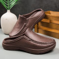 Men Chef Shoes Business Slippers Waterpoof Cover Toe Fashion Casual Daily Plus Size Leather Slippers Indoor. 