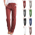 Women's Loose Wide Leg Trousers, Long Pants with Bandage on the Waist in Fashion and Leisure Style.