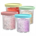4 PCS Ice Cream Maker Creami Pints and Lids Replacement Parts As Shown for Ninja NC500 NC501 Series.