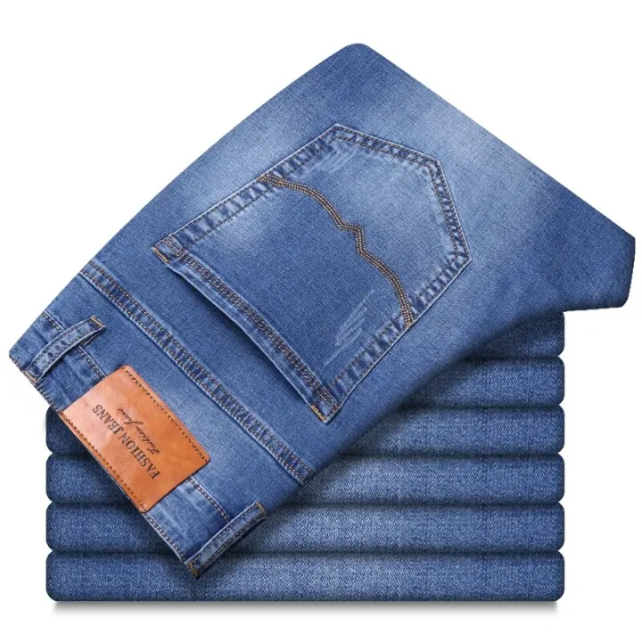 6%20Colors%20Spring%20Summer%20Men's%20Thin%20Straight-leg%20Loose%20Jeans%20Classic%20Style%20Advanced%20Stretch%20Baggy%20Pants%20Male%20Plus%20Size%2040%2042%2044%20-%20Image%206