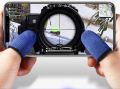 1 Pair Mobile Finger Sleeves - Blue Colour / Sweatproof Gloves for Mobile Gaming Thumb Finger Sleeves - Blue Colour.