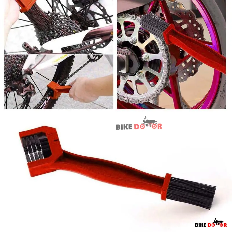 Red Color Motorcycle Bicycle Chain Clean Brush Gear Grunge Brush