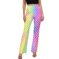 Retro Checkerboard Pants White And Black Check Trendy Flare Trousers Autumn Woman Print Street Wear Slim Fit Pants.