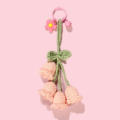 Handmade Keychain  Knitted Keyring  Fashion Yarn  Crocheted Bell Orchid Flower  Car Key Ring Charms. 
