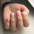 Press On False Nail French Tip Short Ballerina Nail With Adhesive Artificial Coffin Faux Ongles DIY Fingertips Manicure.