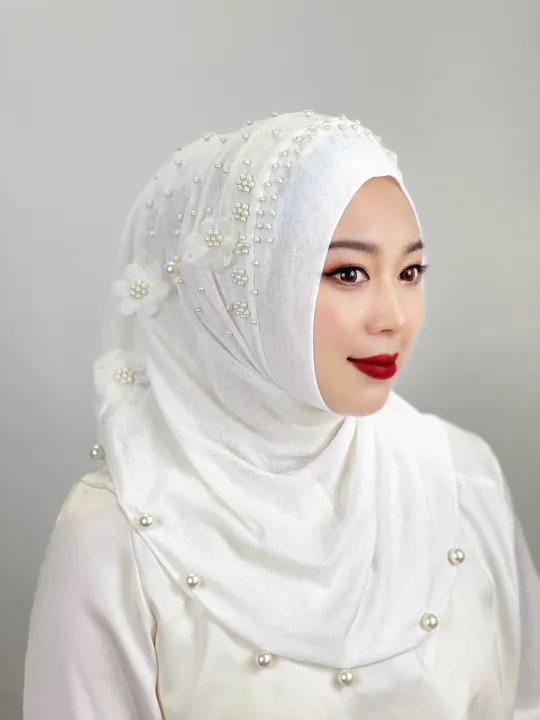 Muslim%20Beaded%20Hijab%20Adult%20Solid%20Color%20Hat%20Soft%20Hat%20with%20Flowers%20Female%20Hijab%20Shawl%20Wrap%20Buni%20Amira%20Style%20Arab%20Hijab%20Turkey%20-%20Image%204