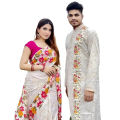 Stylish Matching Couple Dress - Saree and Panjabi Combo Set - Comfortable and Fashionable for All Seasons and Occasions. 