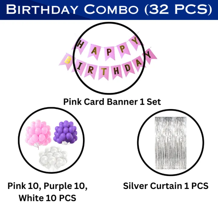 Happy%20Birthday%20Decoration%20Set%20with%20Pink%20Banner,%20Silver%20Foil%20Curtain,%20and%20Pink,%20Purple%20&%20White%20Metallic%20Balloons%20%E2%80%93%20Full%20Combo%20Pack%20(32%20Pcs)%20-%20Image%202