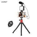 Jumpflash KIT-04LM Vlogging Kit Smartphone Video Rig Kit Includes 1 LED Light 1 Tripod 1 Microphone 1 Phone Holder 1 Re-mote Control for Photography Recording.
