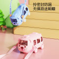 500 milli cute water drink bottle gift with straw belt 2-in-1 water bottle and bus toy kids water cup bottle school girl boy liter.
