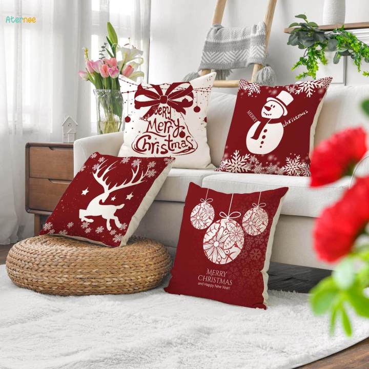 Christmas Throw Pillow Cover Printed 18 x 18 inch Decorative Pillowcase Cushion Cover for Party Daraz .bd