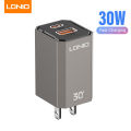LDNIO 30W PD3.0 usb-c+USB-A fast wall Charger whit Type-C Cable A2527C - Black. 