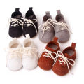 Yfashion 1 Pair Baby Girls Boys Toddler Shoes Non-slip Wear-resistant Soft Sole Lace Up Solid Color Sneakers. 