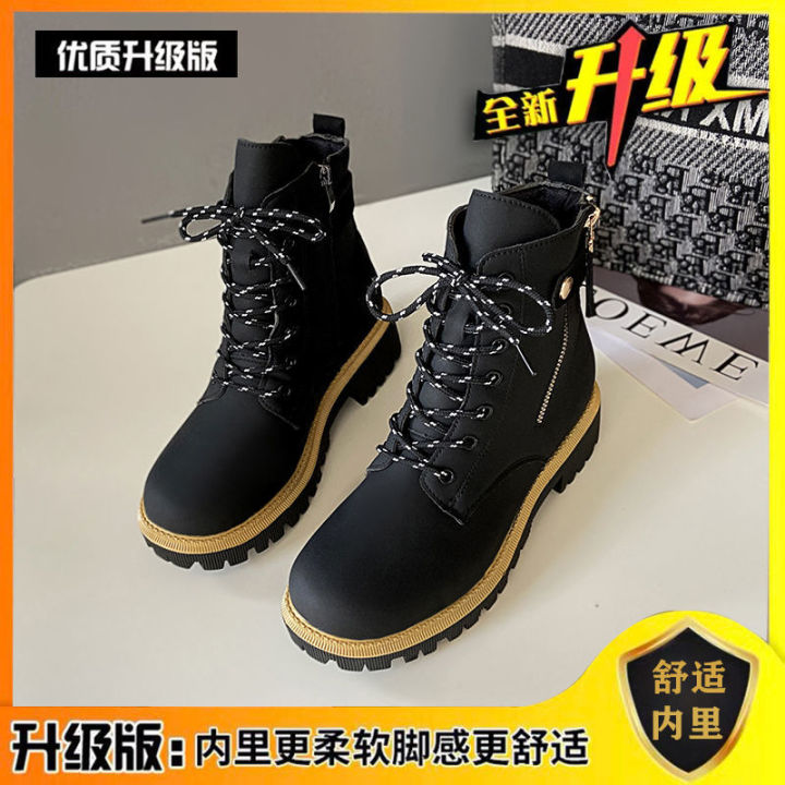 Women's%20Pocket%20Canvas%20Martin%20Boots2023Autumn%20Internet%20Hot%20Korean%20Style%20round%20Head%20Lace-up%20Platform%20All-Match%20British%20Style%20Booties%20-%20Image%202
