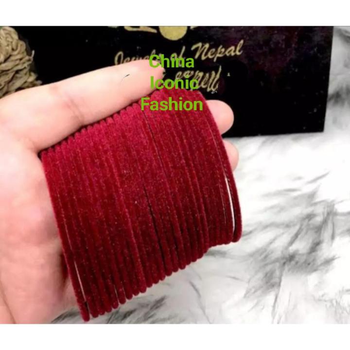 Metal Velvet Churi - 3 Dozen ( 36 Pcs ) - Bangles