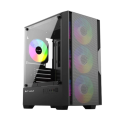 T-WOLF Phantom X4 Mini Tower Black (Tempered Glass Window) Micro-ATX Gaming Desktop Case with Standard PSU.