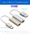 2-in-1 USB Audio Converter Controller 3.5mm Headphone And Microphone USB Sound Card USB/Type-C To 3.5 mm Stereo Jack Headset. 