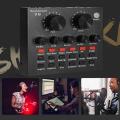 V8 Multifunctional Live Sound Card USB Audio Interface Intelligent Volume Adjustable Audio Mixer Sound Card for Recording Hosting Speech. 