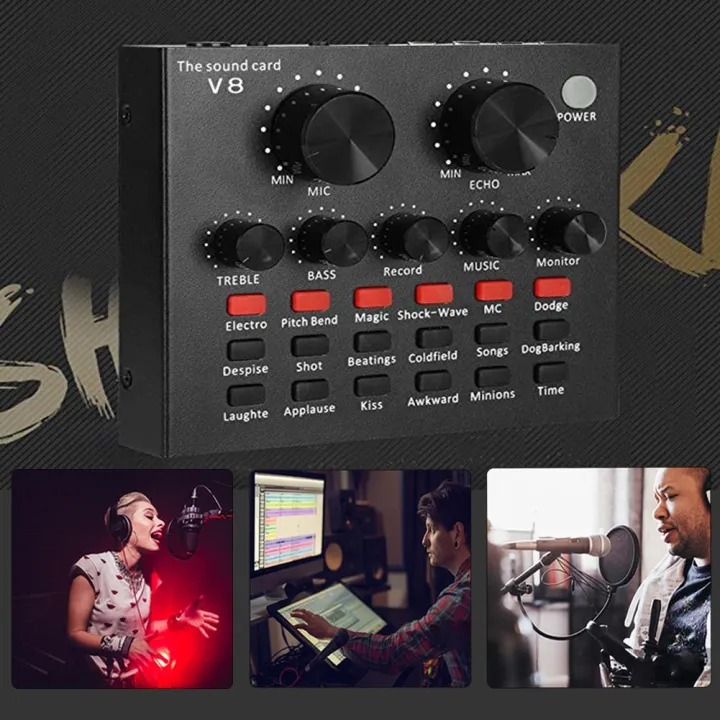 V8%20Multifunctional%20Live%20Sound%20Card%20USB%20Audio%20Interface%20Intelligent%20Volume%20Adjustable%20Audio%20Mixer%20Sound%20Card%20for%20Recording%20Hosting%20Speech%20-%20Image%203