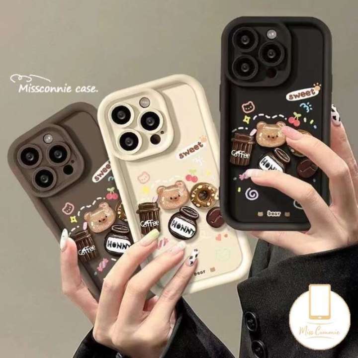 Vivo Y15 Y17 Y16 Y21s cartoon shell teddy bear shaped coffee cup soft shell Y36 Y91C Y20i Y31 Y21 Y15s Y27 Y30 Y22 3D