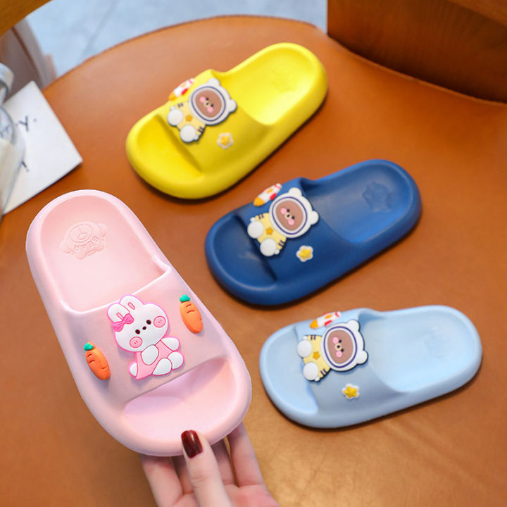 Children's slippers women's thick-soled cartoon korean version home flip-flops DIY girls anti-slip soft-soled parent-child sandals men