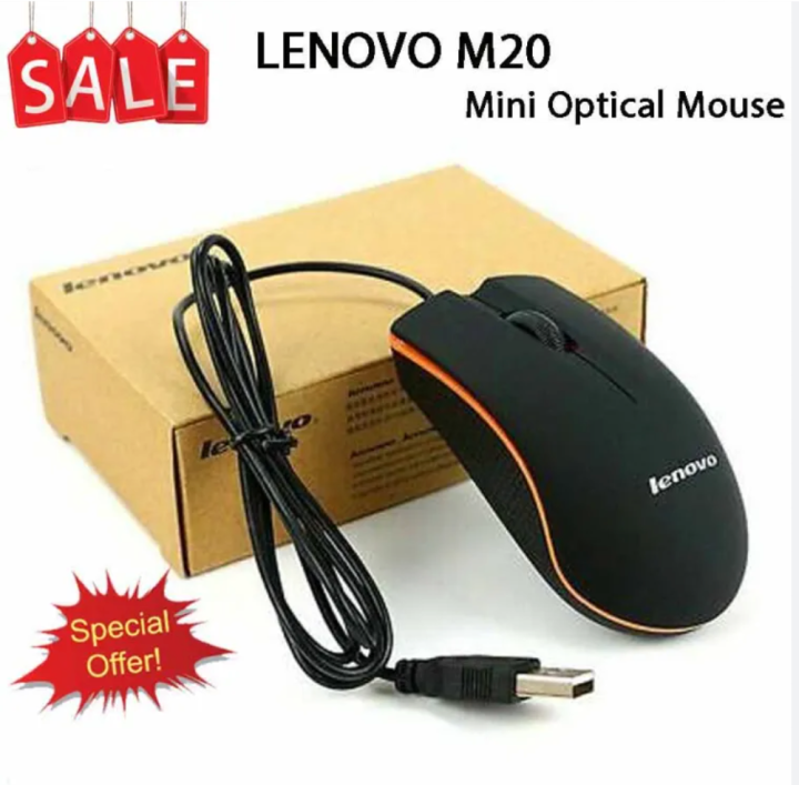 Lenovo Mini M20 Wired Mouse 1200Dpi Optical Usb 2.0 - Pro Gaming Mouse Optical Mice Frosted Surface For Computer Pc & Laptop