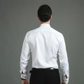 Men's Easy Care Non-iron Solid Dress Shirt Slim Fit Long Sleeve Male Business Formal Shirt Pocketless Design Stretch Shirts.