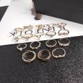 17Pcs/Set Boho Luxury Clear Crystal Stone Wedding Ring Set for Women Water Drop Flowers Sun Cluster Retro Geometric Knuckle Rings Jewelry Gift.