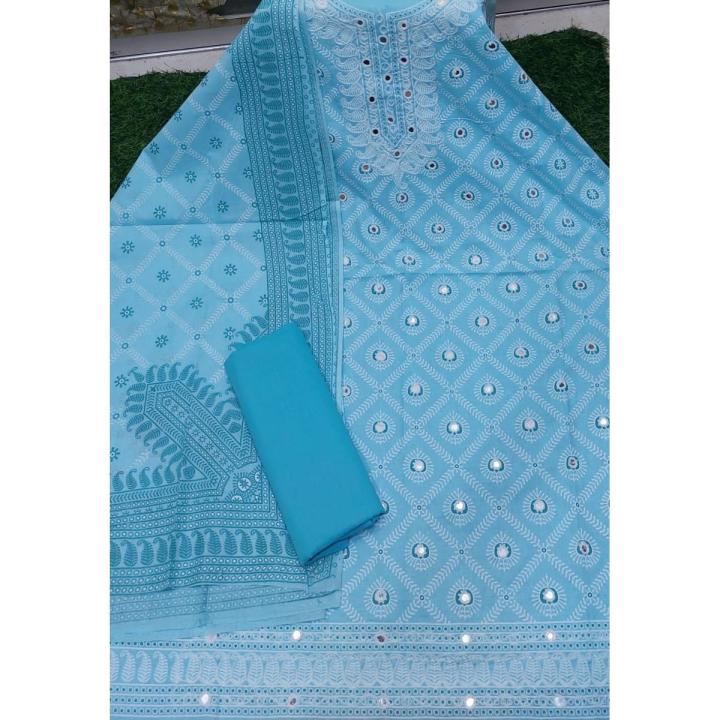 Nur Jahan VIP Jamdani Style Skin Print Cotton Unstitched Three Piece Shalwar Kamiz Dress (3 Piece)