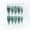 Angel Wings Punk Y2K Handmade Nails Professional Wearable Advanced Press On Nails Designed Almond Pointed Nail Art With Glue. 