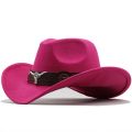 (NEW)New Wome Men Black Wool Western Cowboy Hat Gentleman Jazz Sombrero Hombre Cap Dad Cowgirl Hats Size 56-58cm.