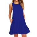 Women's Summer Casual Swing T-Shirt Dresses Beach Cover Up With Pockets Plus Size Loose T-shirt Dress.
