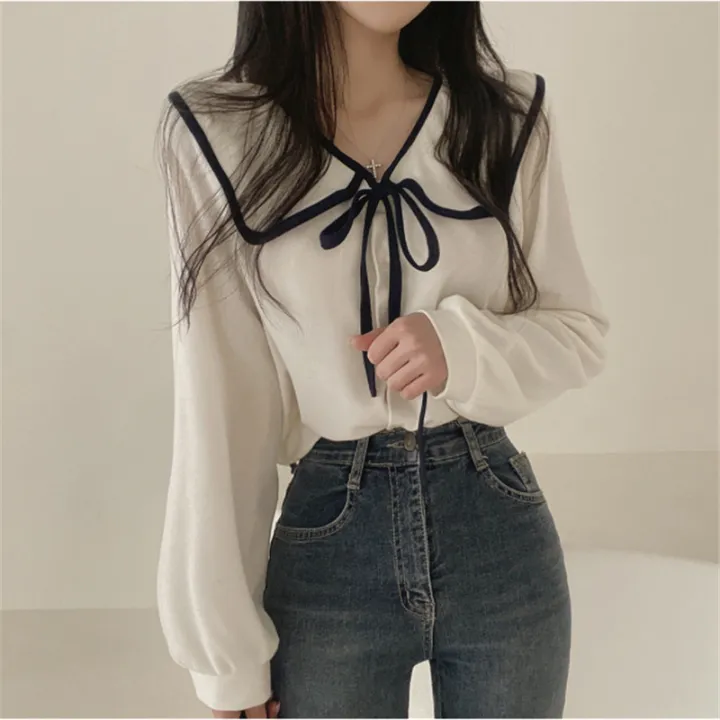 %E3%80%90Exclusive%20Limited%20Edition%E3%80%91%20Spring%20and%20Summer%202023%20New%20Doll%20Collar%20Lace-up%20Lantern%20Sleeve%20Shirt%20Women's%20Inner%20and%20Outer%20Wear%20Solid%20Color%20Shirt%20-%20Image%203