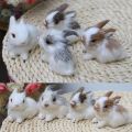 5CM Mini Realistic Cute White Plush Rabbits Fur Lifelike Animal Easter Bunny Simulation Model Birthday Gift Rabbit Toy. 