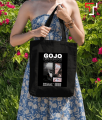 Customizely JJK ANIME design Printed Black and White Canvas Tote Bag with Zipper for Girls. 