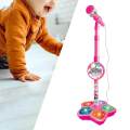 Music Sing Microphone Toy with Flashing Stage Lights Kids Microphone and Stand Girls Age 3+. 