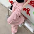 Parachute Black Pants Women Streetwear Oversize Pockets Cargo Trousers Harajuku Wide Leg Baggy Sweatpants.