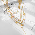 6 Pcs/set Pendant Necklace Creative Personality Multi-layer erflies Moon Peach Heart-shaped Pendant color:old.