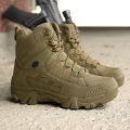 【selevn roind】 Men Boots Men Outdoor Cow Suede Ankle Boots Tactical Boots Work Safty Shoe for Men Casual Waterproof Hiking Shoe. 