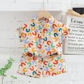 Summer Baby Boy Outfits Suit Fashion Print Kids Shirt Short Pant Sets Thin Cotton Toddler Tee Tops Children Clothes Tracksuits. 