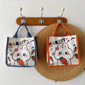 Lightweight Bunny Canvas Bag Eco-friendly Durable handles Canvas Cartoon Tote Bag Printed Design Cute Lunch Bag for Casual Outings School Accessory Female Students Lunch Storage Gift option.
